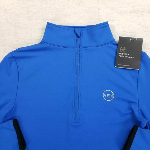 NWT Veil Garments Spark Half Quarter Zip 1/2 1/4 Tunic Womens Size XS Blue - Picture 4 of 9